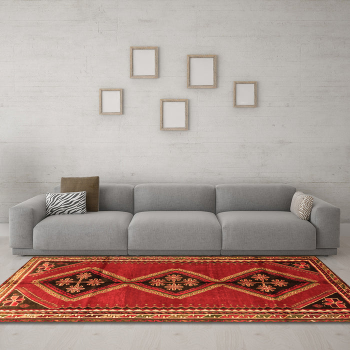 Machine Washable Persian Orange Traditional Area Rugs in a Living Room, wshtr1909org