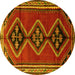 Round Persian Yellow Traditional Rug, tr1909yw