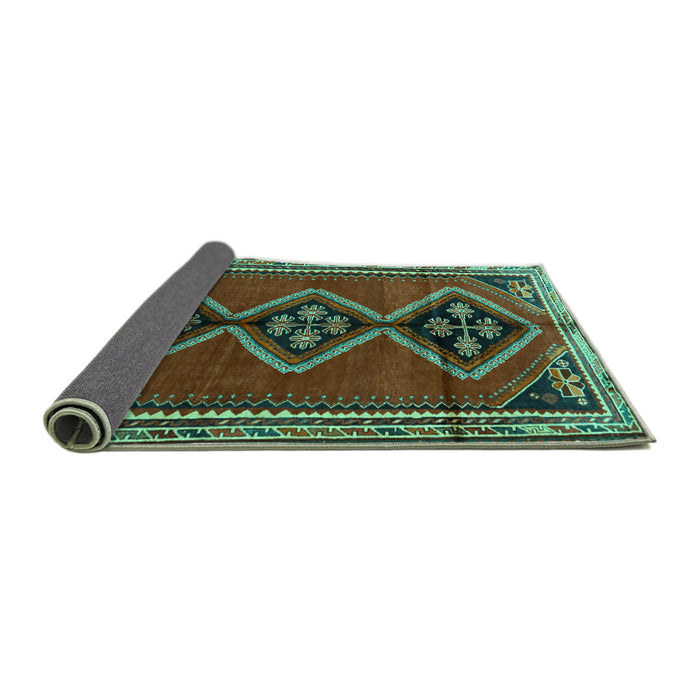 Sideview of Persian Turquoise Traditional Rug, tr1909turq