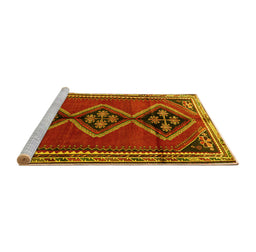 Sideview of Machine Washable Persian Yellow Traditional Rug, wshtr1909yw