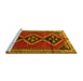 Sideview of Machine Washable Persian Yellow Traditional Rug, wshtr1909yw