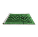 Sideview of Machine Washable Persian Emerald Green Traditional Area Rugs, wshtr1909emgrn