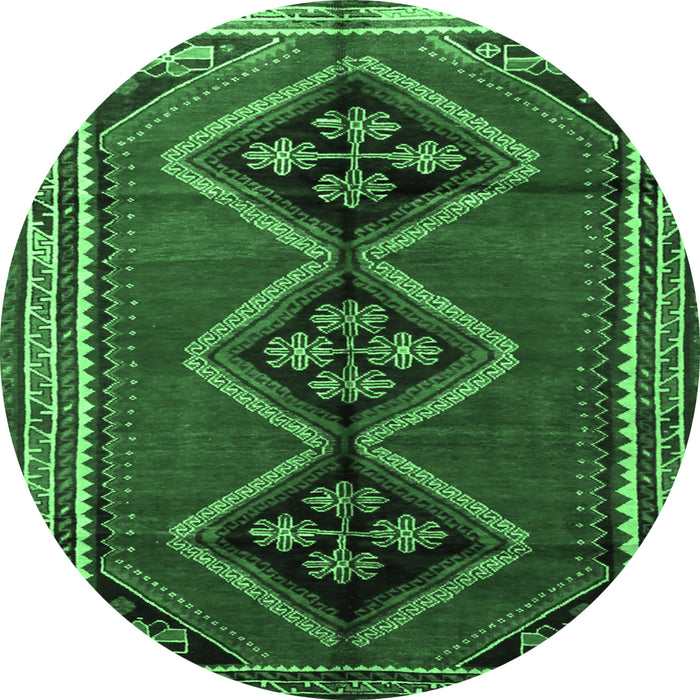 Round Persian Emerald Green Traditional Rug, tr1909emgrn