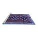 Sideview of Machine Washable Persian Blue Traditional Rug, wshtr1909blu