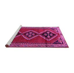 Sideview of Machine Washable Persian Pink Traditional Rug, wshtr1909pnk