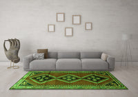 Machine Washable Persian Green Traditional Rug, wshtr1909grn