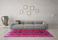 Machine Washable Persian Pink Traditional Rug, wshtr1909pnk