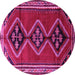 Round Machine Washable Persian Pink Traditional Rug, wshtr1909pnk