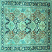 Square Machine Washable Persian Turquoise Traditional Area Rugs, wshtr190turq