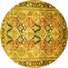 Round Machine Washable Persian Yellow Traditional Rug, wshtr190yw