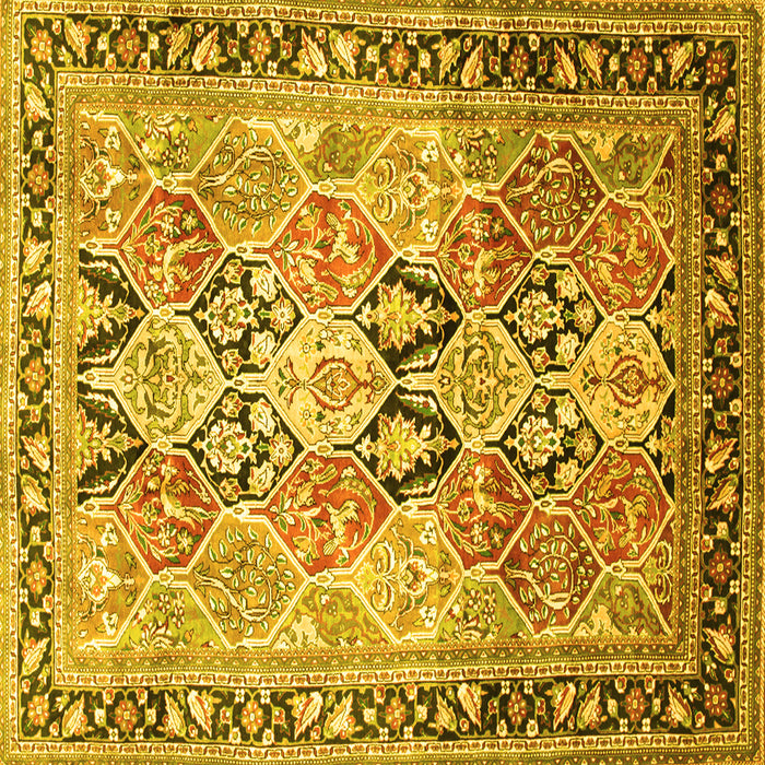 Square Machine Washable Persian Yellow Traditional Rug, wshtr190yw