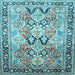 Square Machine Washable Persian Light Blue Traditional Rug, wshtr190lblu