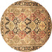 Round Machine Washable Persian Brown Traditional Rug, wshtr190brn