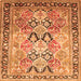 Round Machine Washable Persian Orange Traditional Area Rugs, wshtr190org