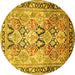 Round Persian Yellow Traditional Rug, tr190yw