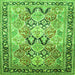 Round Machine Washable Persian Green Traditional Area Rugs, wshtr190grn