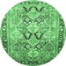 Round Persian Emerald Green Traditional Rug, tr190emgrn