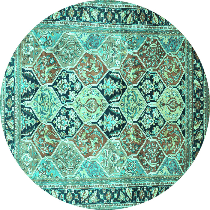 Round Persian Turquoise Traditional Rug, tr190turq