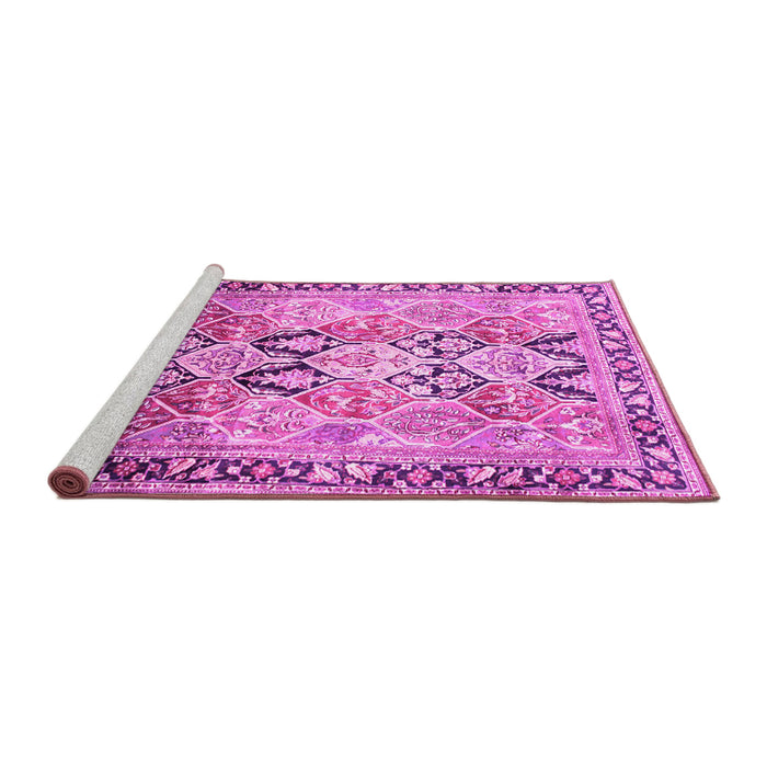 Sideview of Machine Washable Persian Pink Traditional Rug, wshtr190pnk