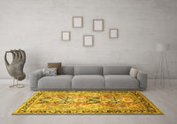 Machine Washable Persian Yellow Traditional Rug, wshtr190yw