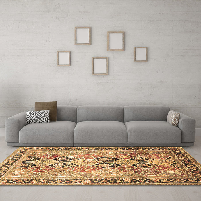 Machine Washable Persian Brown Traditional Rug in a Living Room,, wshtr190brn