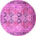 Round Machine Washable Persian Pink Traditional Rug, wshtr190pnk