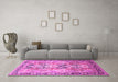 Machine Washable Persian Pink Traditional Rug in a Living Room, wshtr190pnk