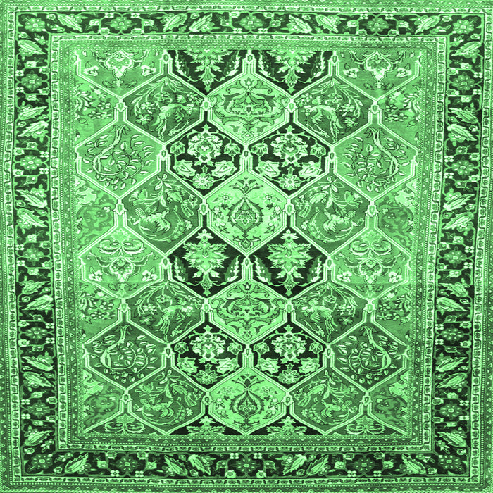 Square Persian Emerald Green Traditional Rug, tr190emgrn