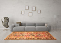 Machine Washable Persian Orange Traditional Rug, wshtr190org