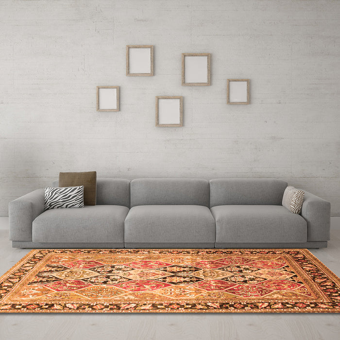 Machine Washable Persian Orange Traditional Area Rugs in a Living Room, wshtr190org
