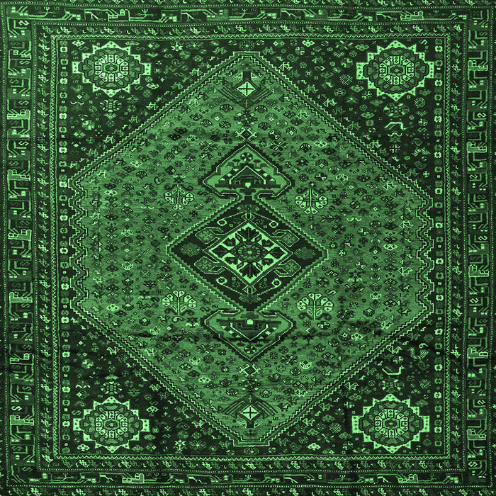 Square Persian Emerald Green Traditional Rug, tr1910emgrn
