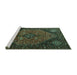 Sideview of Machine Washable Persian Turquoise Traditional Area Rugs, wshtr1910turq