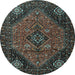 Round Persian Light Blue Traditional Rug, tr1910lblu