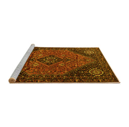 Sideview of Machine Washable Persian Yellow Traditional Rug, wshtr1910yw