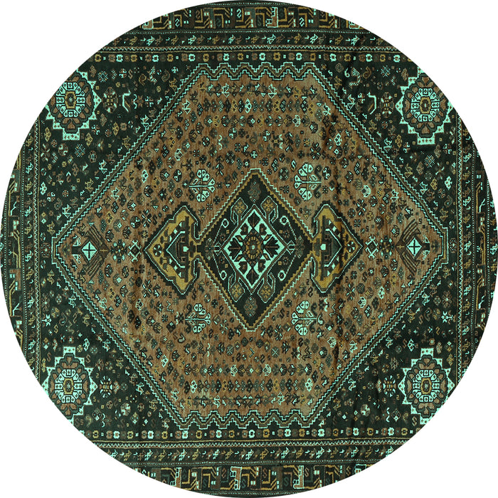 Round Persian Turquoise Traditional Rug, tr1910turq