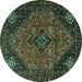 Round Persian Turquoise Traditional Rug, tr1910turq