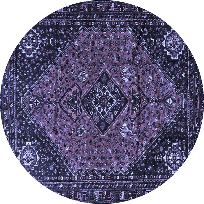 Round Machine Washable Persian Blue Traditional Rug, wshtr1910blu