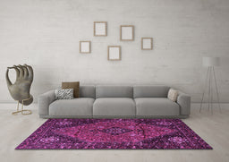 Machine Washable Persian Purple Traditional Area Rugs in a Living Room, wshtr1910pur