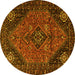 Round Machine Washable Persian Yellow Traditional Rug, wshtr1910yw