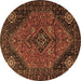 Round Machine Washable Persian Brown Traditional Rug, wshtr1910brn