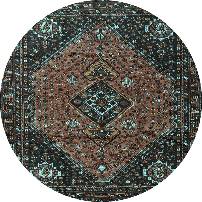 Round Machine Washable Persian Light Blue Traditional Rug, wshtr1910lblu