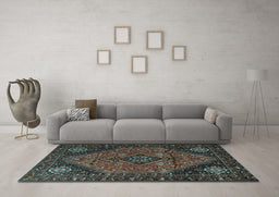 Machine Washable Persian Light Blue Traditional Rug in a Living Room, wshtr1910lblu