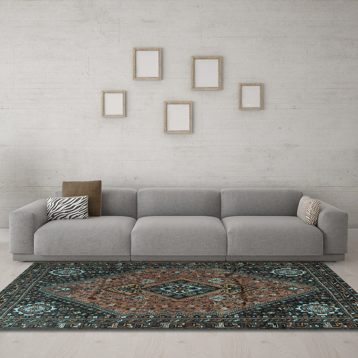 Machine Washable Persian Light Blue Traditional Rug in a Living Room, wshtr1910lblu
