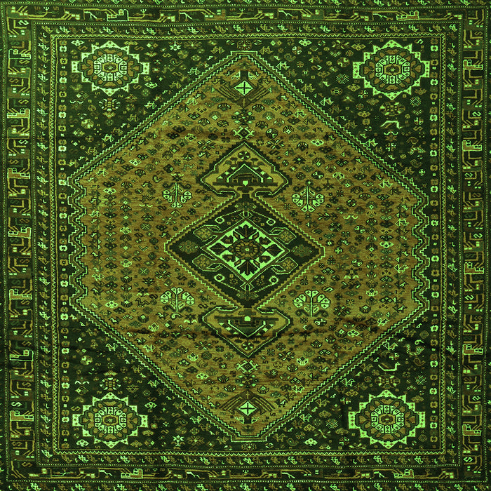 Round Machine Washable Persian Green Traditional Area Rugs, wshtr1910grn