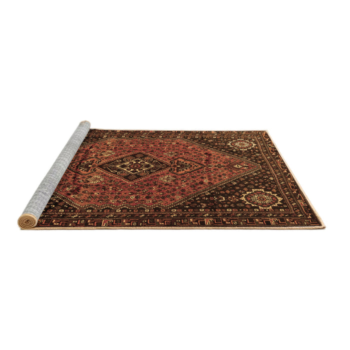 Sideview of Machine Washable Persian Brown Traditional Rug, wshtr1910brn