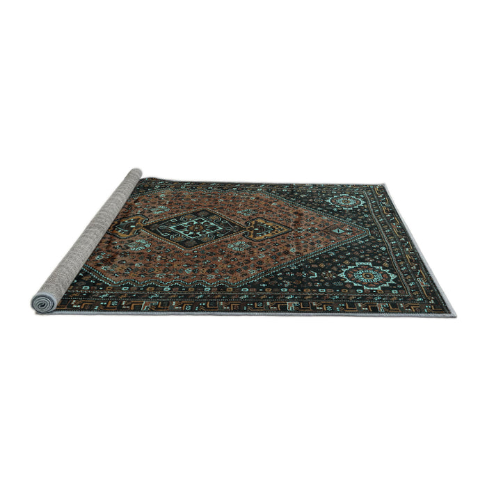 Sideview of Machine Washable Persian Light Blue Traditional Rug, wshtr1910lblu