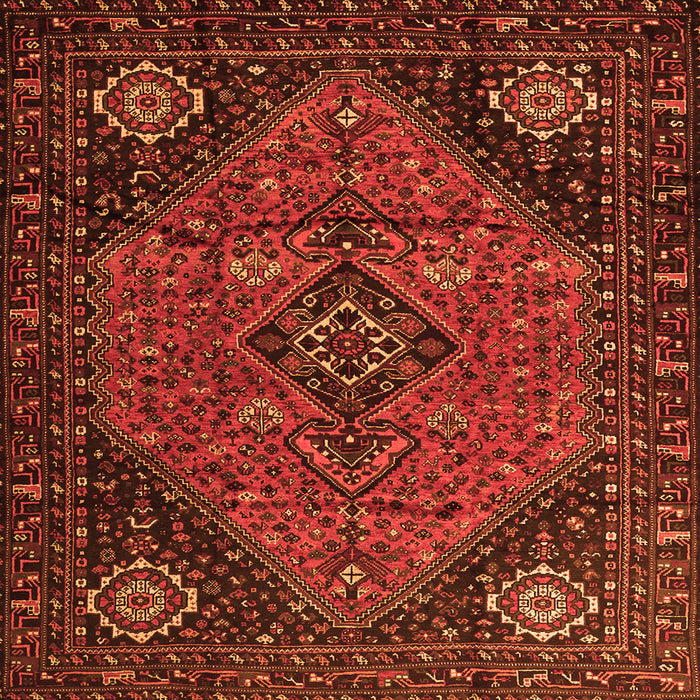 Round Machine Washable Persian Orange Traditional Area Rugs, wshtr1910org