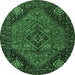 Round Persian Emerald Green Traditional Rug, tr1910emgrn