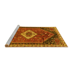 Sideview of Machine Washable Persian Yellow Traditional Rug, wshtr1911yw