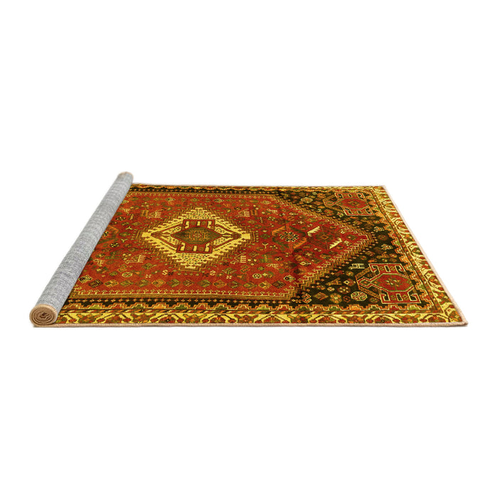 Sideview of Machine Washable Persian Yellow Traditional Rug, wshtr1911yw